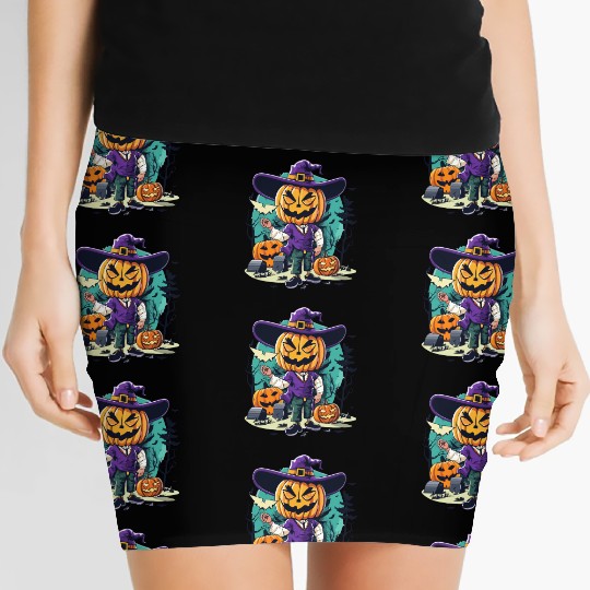 Boy Candy Punppkin Halloween Women's Mini Skirts