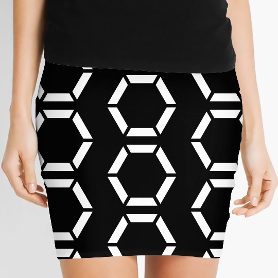 White Hexagon Shape Women's Mini Skirts