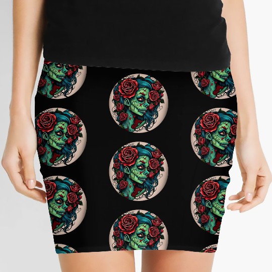 Zombie Girl / Halloween / creepy / green / Comic Women's Mini Skirts