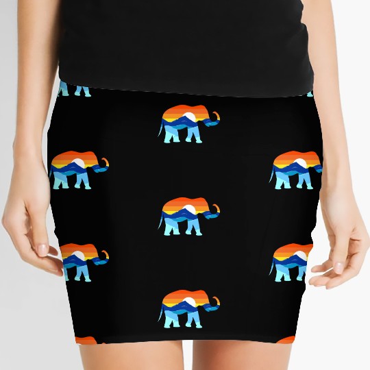Camping Hiking Retro Mountains Outdoors Elephant Women's Mini Skirts