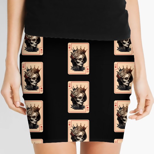 Queen of Hearts Gothic Poker Card Game Halloween Women's Mini Skirts