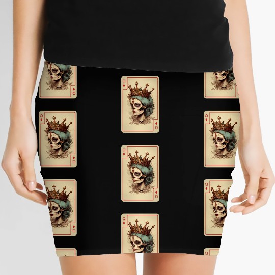 Diamond Queen Gothic Poker Card Game Creepy Women's Mini Skirts
