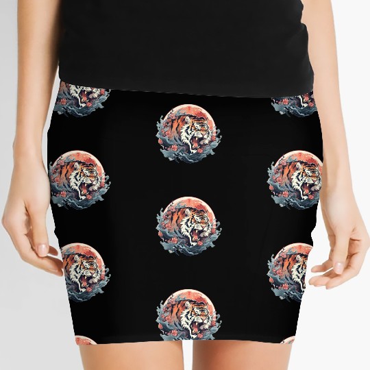 Tokyo Asia 80s Japanese Retro Tiger Women's Mini Skirts