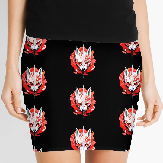 Fox Maske Kitsune Japan Anime Kumiho Samurai Women's Mini Skirts