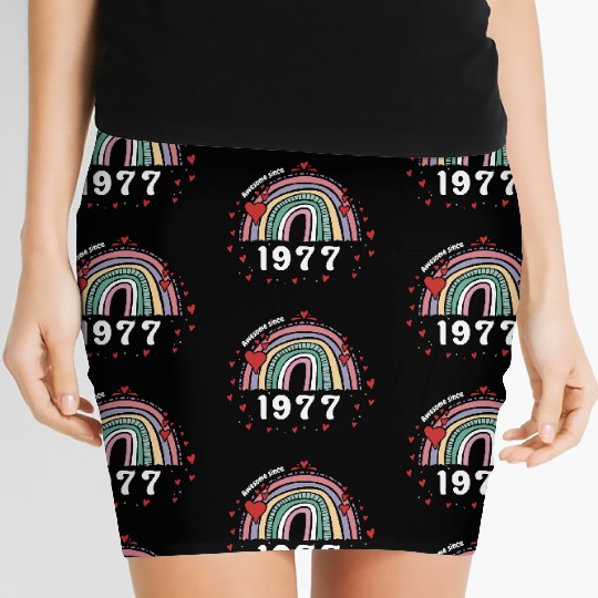 Cute Rainbow Awesome 1977 - 46th Birthday w/ Women's Mini Skirts