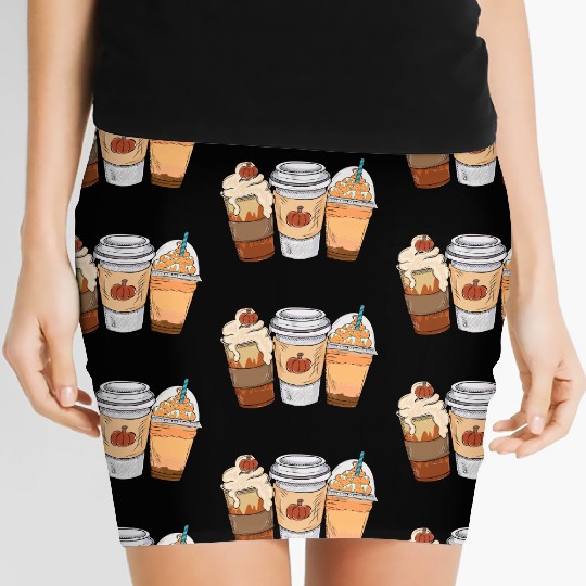 Fall Coffee Drink Thanksgiving Women's Mini Skirts
