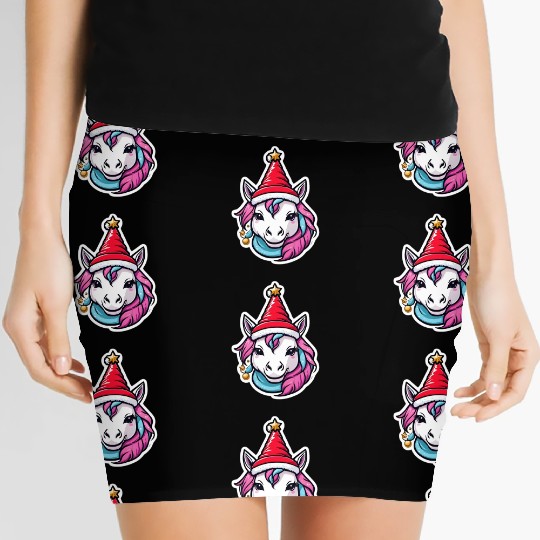 christmas unicorn Women's Mini Skirts