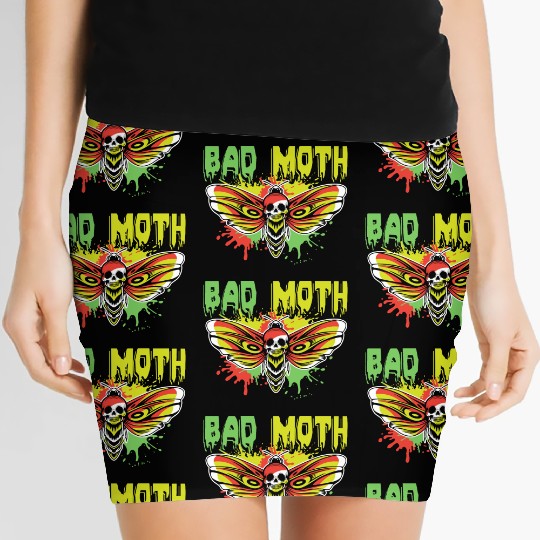 Bad moth | fancy skull colored moth art Women's Mini Skirts