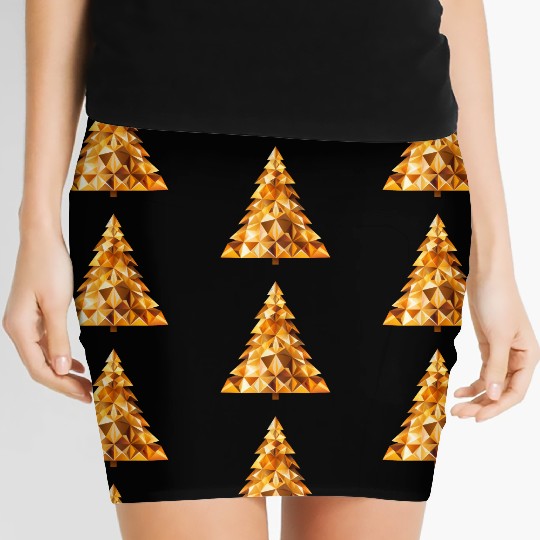 Golden festive shine: radiant Christmas tree Women's Mini Skirts