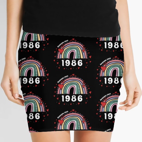 Cute Rainbow Awesome 1986 - 37th Birthday w/ Women's Mini Skirts