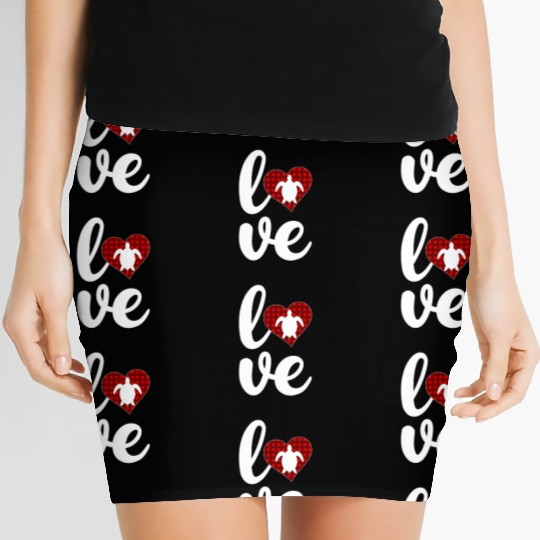 Sea Turtle Lover Buffalo Plaid Love Turtle Women's Mini Skirts