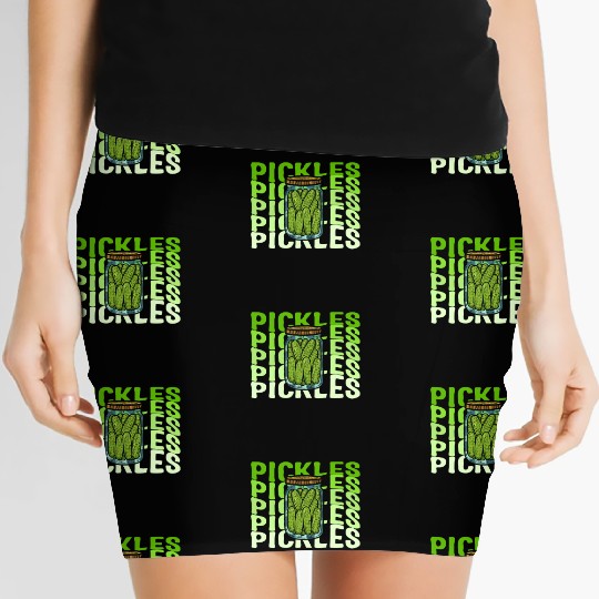 Pickle Women's Mini Skirts, Jar Of Pickles Cute Retro Green Women's Mini Skirts