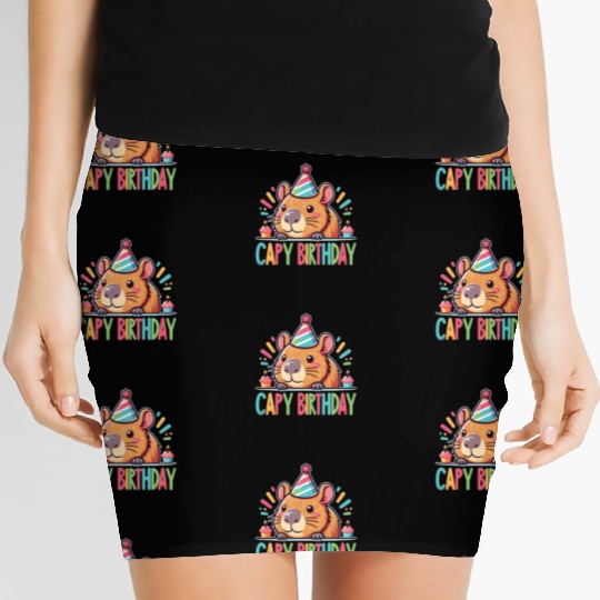 Capybara Capy Birthday Pun Happy Birthday Women's Mini Skirts