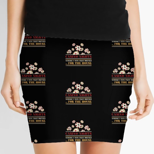 Poker Casino Poker Player Gambling Roulette Women's Mini Skirts