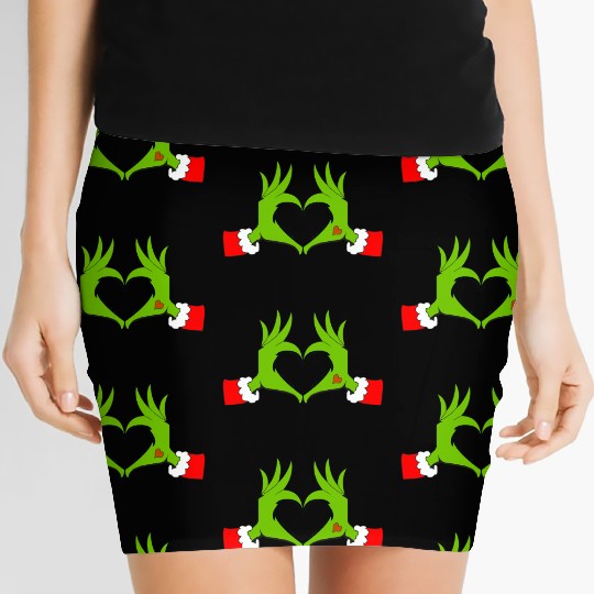 Heart Hands Graphic Christmas Women's Mini Skirts