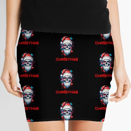 Beard Skull Christmas Women's Mini Skirts