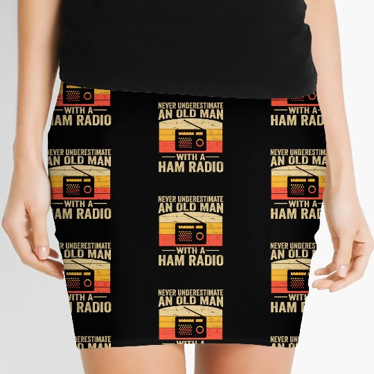 Never Underestimate an Old Man with a Ham Radio Women's Mini Skirts
