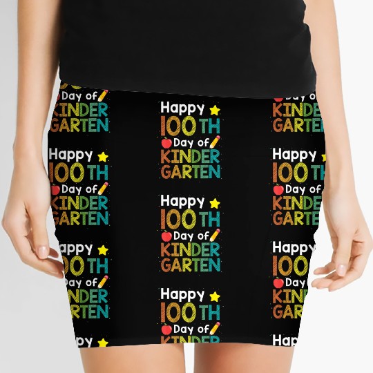 Cute 100 Days Of Kindergarten Teacher Colorful Women's Mini Skirts