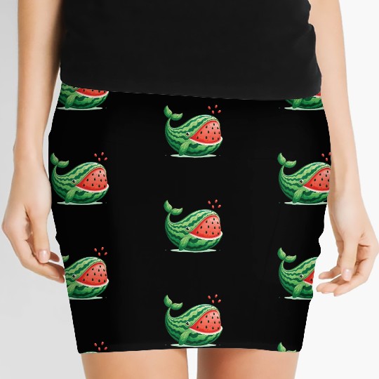 Melon Whale Funny Animal Made Of Vegetables Women's Mini Skirts