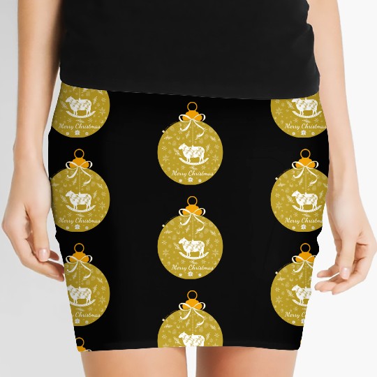Golden Lamb Christmas Ornament Women's Mini Skirts