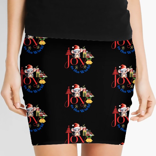 Joy to the World Christmas combination art white Women's Mini Skirts