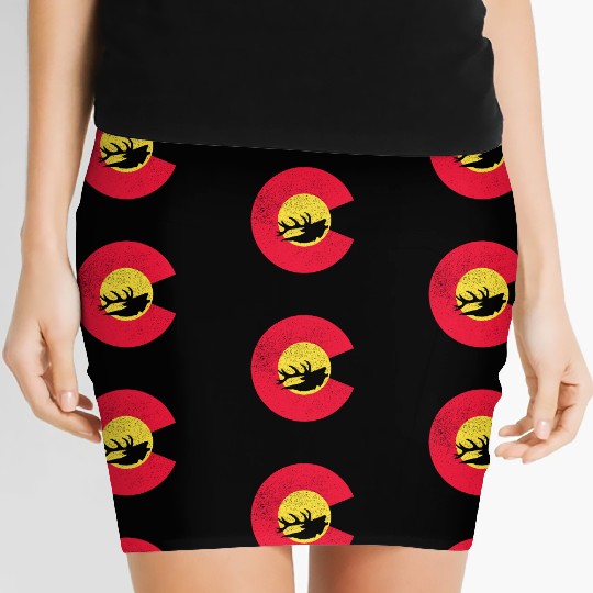 Colorado Flag Logo Elk Hunting Women's Mini Skirts