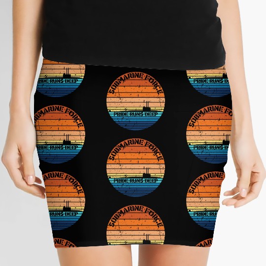 Sunset Navy Submarine Force Pride Runs Deep Women's Mini Skirts