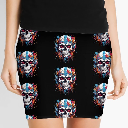 Skull Givin' Raspberry Dk Women's Mini Skirts
