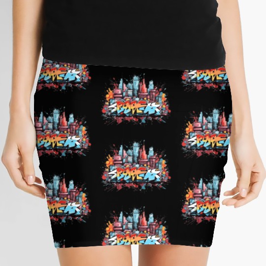 Abstract Urban Street Graffiti Art Apparel Women's Mini Skirts