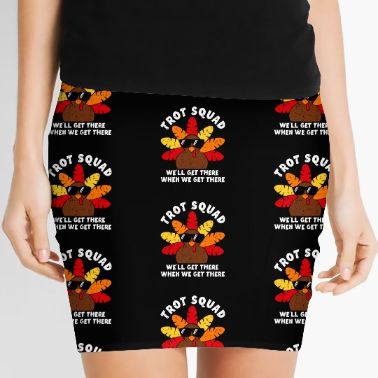 Turkey Trot Squad Race Funny Thanksgiving Running Women's Mini Skirts