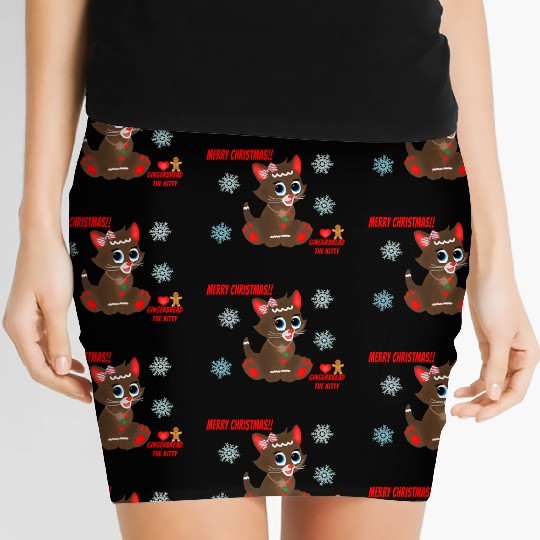 "Gingerbread" the Kitty (Snowflake Snuggliezz) Women's Mini Skirts