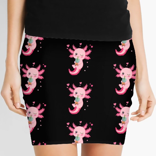 Boba Tea Bubble Tea Milk Tea Axolotl Women's Mini Skirts