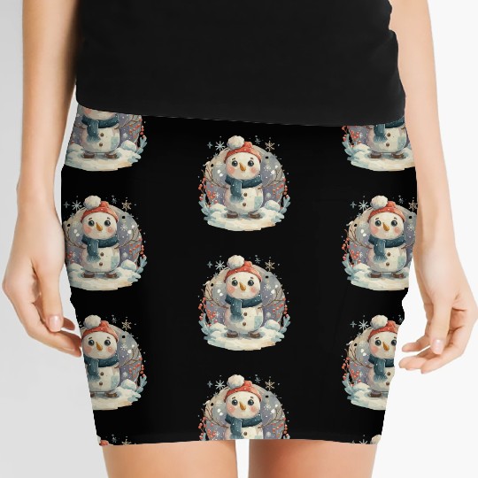 Christmas Golf Snowman Santa Hat Gift design Women's Mini Skirts