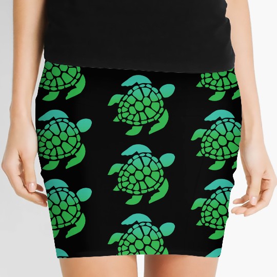 Green Sea Turtle Ocean Swimming Women's Mini Skirts
