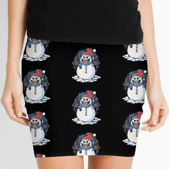 frosty snowman creepy Women's Mini Skirts
