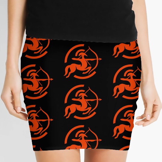 Zodiac Sagittarius Arc Icon Minimalistic In Red Women's Mini Skirts