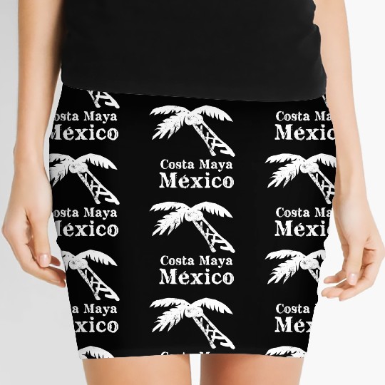 Costa Maya Mexico Palm Tree Vacation Trip Beach Me Women's Mini Skirts