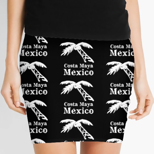 Costa Maya Mexico Palm Tree Vacation Trip Beach Me Women's Mini Skirts
