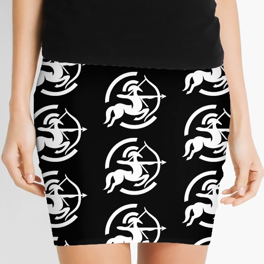 Zodiac Sagittarius Arc Icon Minimalistic White Women's Mini Skirts