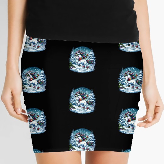 Unicorn in a Winter Wonderland Women's Mini Skirts