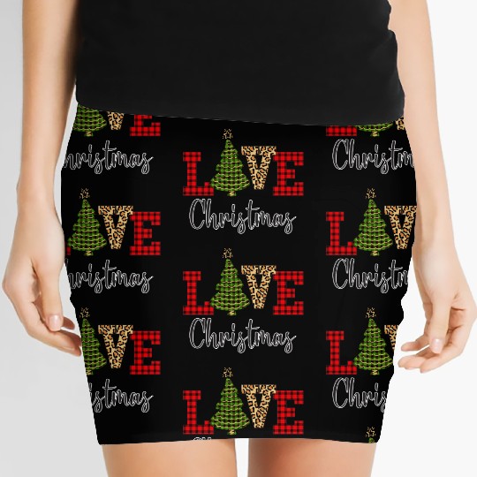 Green Buffalo Plaid Christmas Tree Women's Mini Skirts