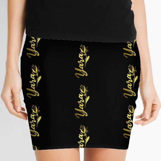 Yara Name Faux Gold Tulip Flourish Women's Mini Skirts