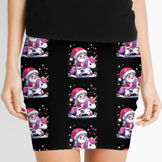 Santa Claus and Unicorn Women's Mini Skirts