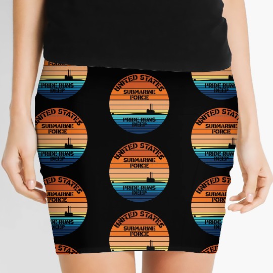 Sunset Us Submarine Force Pride Runs Deep Women's Mini Skirts