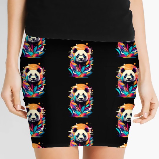 Giant Panda Colourful - Cute Panda Bear Bamboo Women's Mini Skirts