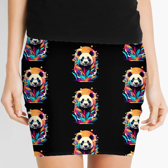 Giant Panda Colourful - Cute Panda Bear Bamboo Women's Mini Skirts