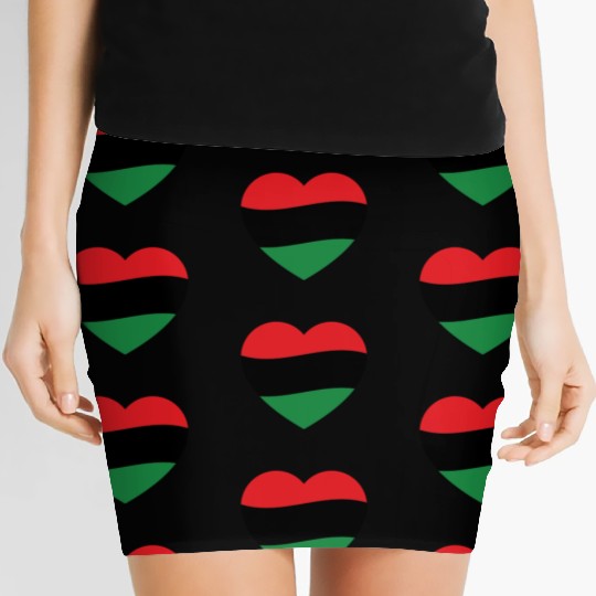 Pan African Flag Love Heart Women's Mini Skirts
