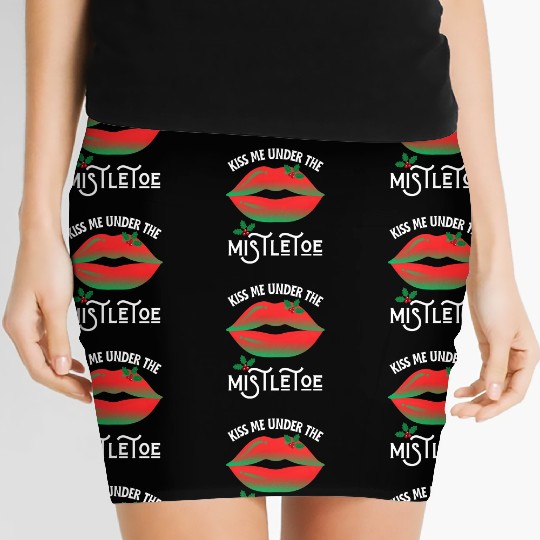 Kiss me under the Mistletoe Ugly Christmas Sweater Women's Mini Skirts