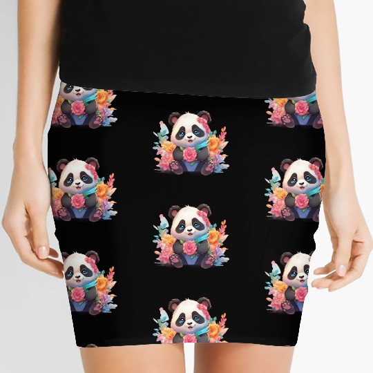Bamboo Bliss Baby Panda Women's Mini Skirts