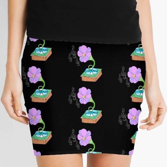 Music Blossom Floreal Surreal Music Lover Design Women's Mini Skirts